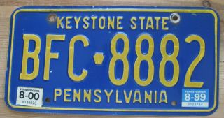 Pennsylvania 2000 Keystone State License Plate Quality Bfc - 8882
