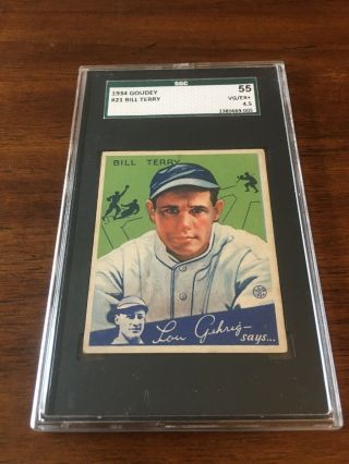 1934 Goudey 21 Bill Terry York Giants Sgc 4.  5 Vg - Ex,