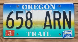 Oregon Trail " Covered Wagon " Base License Plate - 658 Arn Embossed