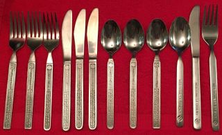 Vintage Northwest Orient Airlines Stainless Steel Flatware Spoons Forks Knives