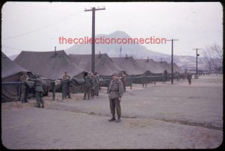 Vtg 1952 35mm Slide Us Army Soldier 7th Division Headquarters Chunchon Korea I30
