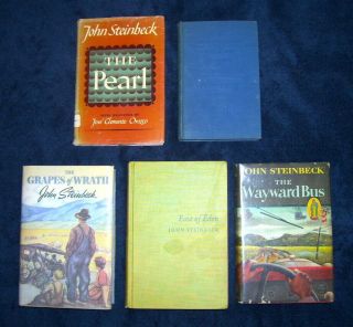 5 HARDCOVER FIRST EDITIONS BY JOHN STEINBECK 1st/dj GRAPES OF WRATH,  inscribed 2