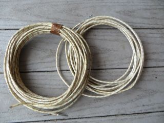 Two Coils Of Vintage 14 Ga.  Cotton Covered Stranded Electrical Wire