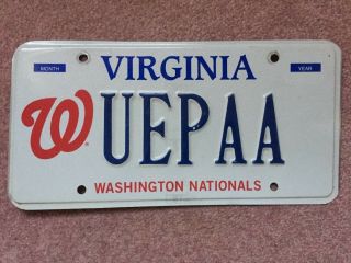 Virginia - Washington Nationals License Plate Tag - Uepaa