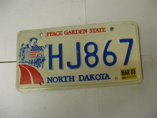 1988 88 North Dakota Nd License Plate Hj867 Natural Sticker