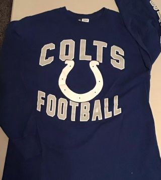 Indianapolis Colts Nfl Team Apparel Blue Long - Sleeve 100 Cotton T - Shirt Sz L