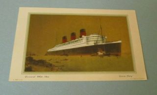 1946 Cunard White Star Cruise Ship Line Queen Mary War Bride Voyage Captain Card