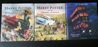 J K Rowling Harry Potter Illustrated Editions Signed Jim Kay First 3 Books