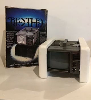 “ Open In Box” Vintage Bentley Deluxe Portable 5” Inch Black & White Tv