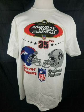 Vintage Denver Broncos Vs Raiders T Shirt Size Xl Monday Night Football Abc Nwot