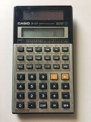 Vintage Casio Fx - 115 High - Power Solar Cell Scientific Calculator