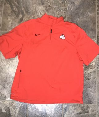 Mens Nike Dri Fit Ohio State Buckeyes Short Sleeve Jacket Size Xl Red (g22)