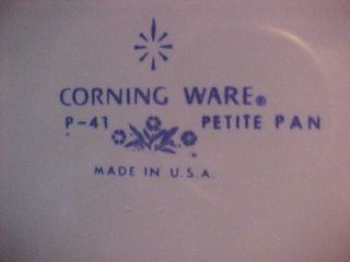 Vtg 2 Corning Ware PETITE PAN P - 41 SMALL Baking Dish Blue Cornflower ?? 3
