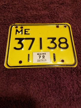 1972 Maine Motorcycle License Plate