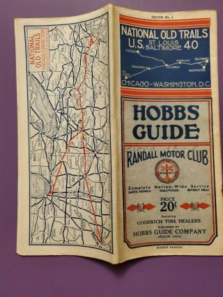 1932 Hobbs Travel Guide & Road Map/national Old Trails Us40 St Louis - Baltimore