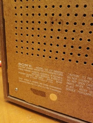 Vintage Sony High Fidelity Am/fm 2 Band Table Transistor Radio Icf - 9650w 1970s