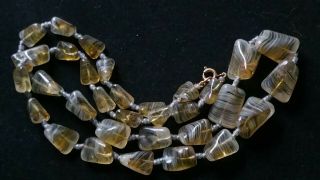 Czech Vintage Art Deco Hand Knotted Striped Glass Bead Necklace