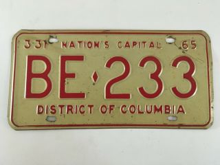 1965 Washington Dc License Plate District Of Columbia 100 All Paint