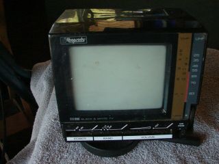 Vintage Rhapsody Mini Portable 4.  5 " Black & White Tv Vhf/uhf