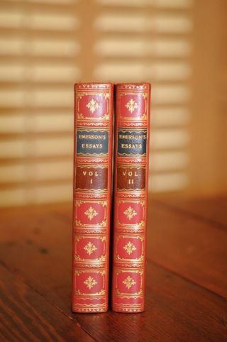 Ralph Waldo Emerson Essays - 1864.  Full Leather - Fine.  2 Vols.  Signed