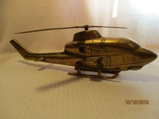 Vintage Heavy Solid Brass Helicopter With Movable Blades Paper Weight ??