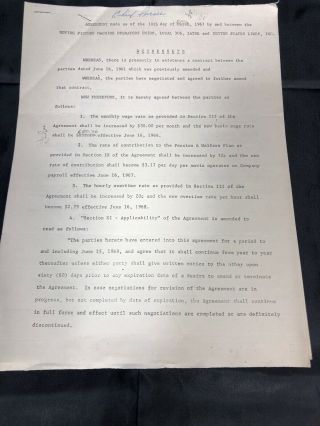 Ss United States Lines Co.  Moving Picture Operator Union Agreement Forms 1967