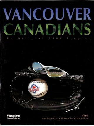 Vancouver Canadians 2000 Scorebook / Program Class A Northwest League Icc1