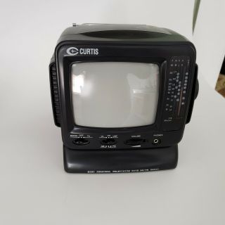 Vintage Curtis 5 " Portable Black And White Tv Rt063 With Am/fm Radio