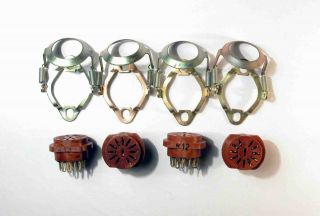 6 X Sockets With Retainers For Russian In - 8 / In - 2 Nixie Tubes Nos