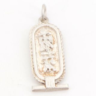 Vtg Sterling Silver - Egyptian Hieroglyphics Cartouche Pendant - 7.  5g