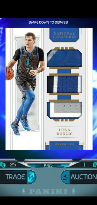 Panini Dunk National Treasures Luka Doncic Gold Triple Relic Limited To Only 25