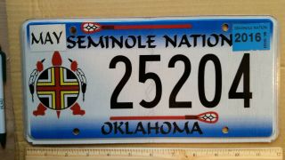 License Plate,  Oklahoma,  Seminole Nation,  25204