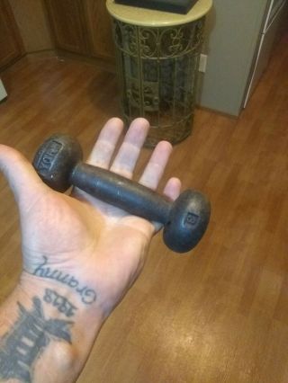 1 Vintage York Barbell 3 Lb Dumbbell Round Head Antique Olympia