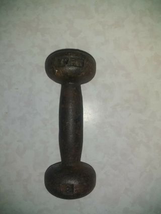 1 Vintage York Barbell 3 lb Dumbbell Round Head Antique Olympia 2