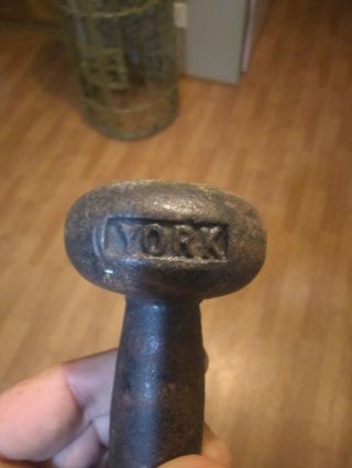 1 Vintage York Barbell 3 lb Dumbbell Round Head Antique Olympia 3