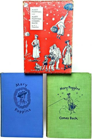 1935 Mary Poppins Set First Ed 1st Printing Childrens Comes Back Disney Returns