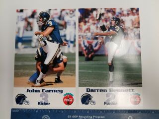 San Diego Chargers Nfl Football Set Of 2 5 " X 8 " Player Cards - Coca Cola