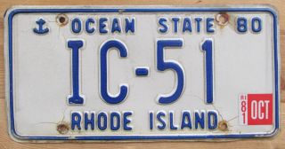 Rhode Island 1981 License Plate Ic - 51