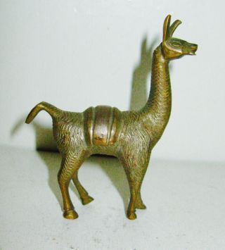 Vintage Small Solid Brass Llama Figurine Cute Design Nr