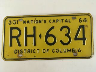 1964 Washington Dc License Plate District Of Columbia 100 All Paint