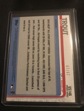 2019 Topps Update Mike Trout ASG Black 67/67 2