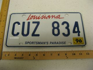 1996 96 Louisiana La License Plate Cuz 834 Natural Sticker