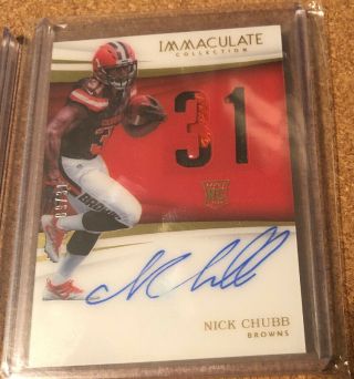 2018 Immaculate Nick Chubb Acetate Number Rookie Patch Auto /31 Rare Browns