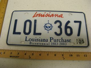 2005 05 Louisiana La License Plate Lol 367 Natural Sticker Bicentennial