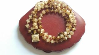 Czech Vintage 2 Rows Bi Colour Glass Bead Necklace