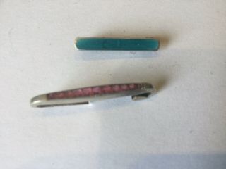 Vintage Art Deco Jewellery Sterling Silver Turquoise & Red Stone Bar Brooches 3