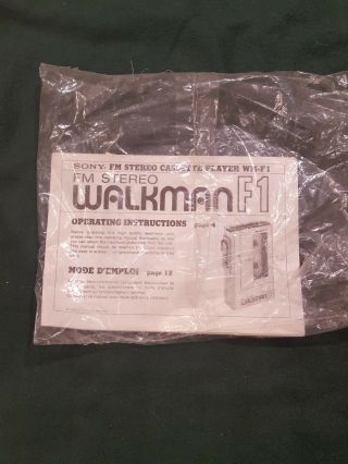 Vintage Sony Walkman Wm - F1 Fm Stereo Cassette Player Instructions/ Pkg