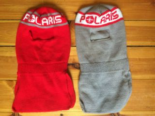 Matching Set Vintage Polaris Winter Ski Snowmobile Knit Full - Face/neck Hat Mask