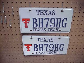Expired Texas Tech License Plates Pair No Bh79hg Old Stock