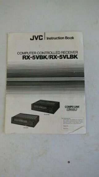 Jvc Instruction Book Computer Controlled Receiver Rx - 5vbk/rx - 5vlbk